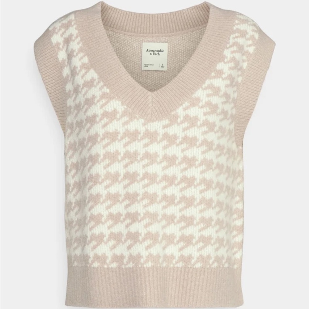 Abercrombie & Fitch Women's Cream Houndstooth Sweater Vest